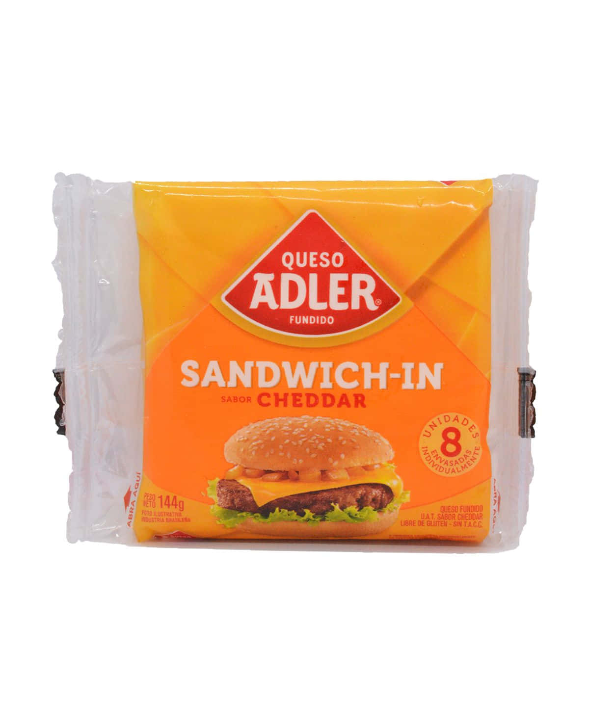 Queso Adler Sandwich In Cheddar 8 Un 144 Gr
